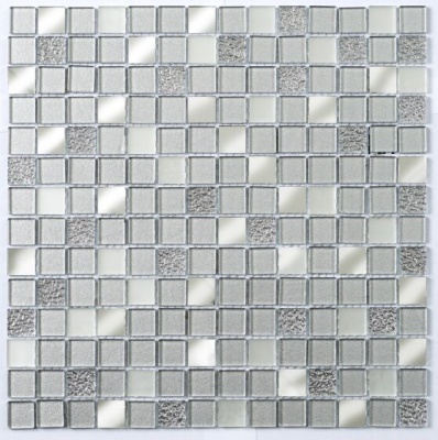 Platinum Silver Glass/Mirror Mix Mosaic 23x23mm