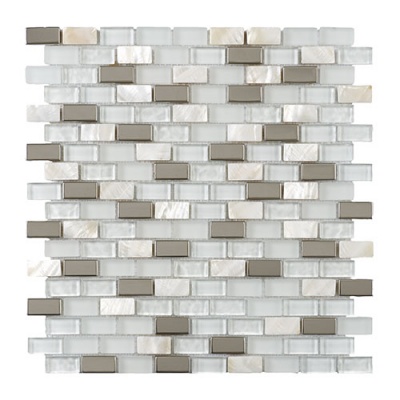 Blanco Pearl Mix brick with chrome & mother of Pearl