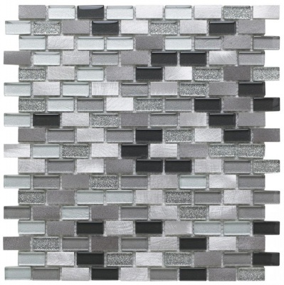 Platinum Lancer 139 Glass/Metal Mix Mini Brick Mosaic 15x30mm