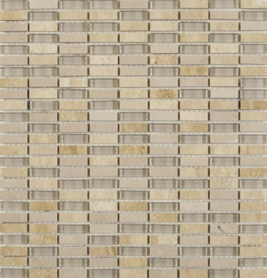 Santon Beige Glass & Stone Mix Linear Mosaic 10x30mm