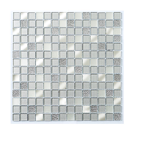 Platinum Silver Glass Mirror Mosaic 23x23 Superceramic Tile Platinum Silver Glass Mirror Mosaic, Large Mirror Mosaic Tiles