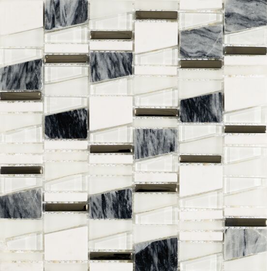 Salvador Grey Stone/Glass Angular Mix Mosaic Superceramic Tile Shop