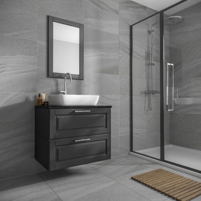 Anderley Dark Grey Matt Glazed, Dark Grey Tile Floor Bathroom