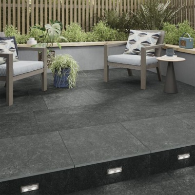 Chatsworth Dark Grey Glazed Porcelain 600x600x20mm Outdoor tiles