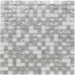 Platinum 136 Glass/Metal Mix Mosaic 15x15mm