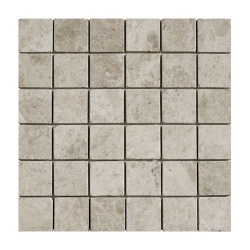 Silver SHadow Grey Tumbled Marble Mosaic 50 x 50