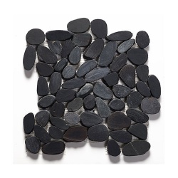 Riverstone Black Flat Cut Pebble Mosaic - Large CPT01