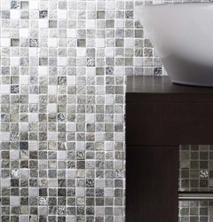 Harmony Slate Grey Glass/Stone Mix Mosaic 23x23mm