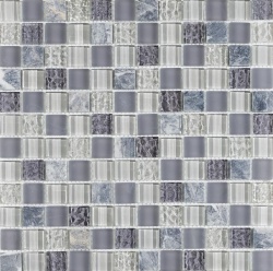 Soft Grey Glass/Stone Mix Mosaic 23x23mm