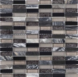 Decadent Glass/Stone & Metal Mix Linear Mosaic 15x48mm