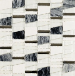 Salvador Grey Stone/Glass Angular Mix Mosaic