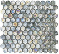 Cali Grey Shimmer Glass Hexagon Mosaic 25x25mm