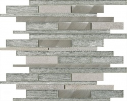 Kenton Silver Glass/Stone/Metal Mix Offset Linear Mosaic
