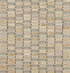 Santon Beige Glass & Stone Mix Linear Mosaic 10x30mm